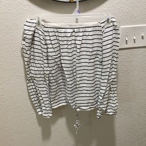 Off the shoulder striped shirt